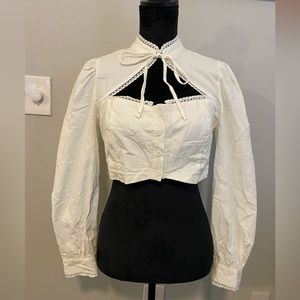 🌼 - Long Sleeve Crop Top Tie Shirt